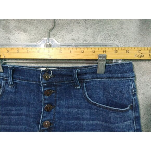 Abercrombie Fitch Shorts Womens 14 Blue Denim High Rise Cut Off Button Fly - Picture 3 of 10